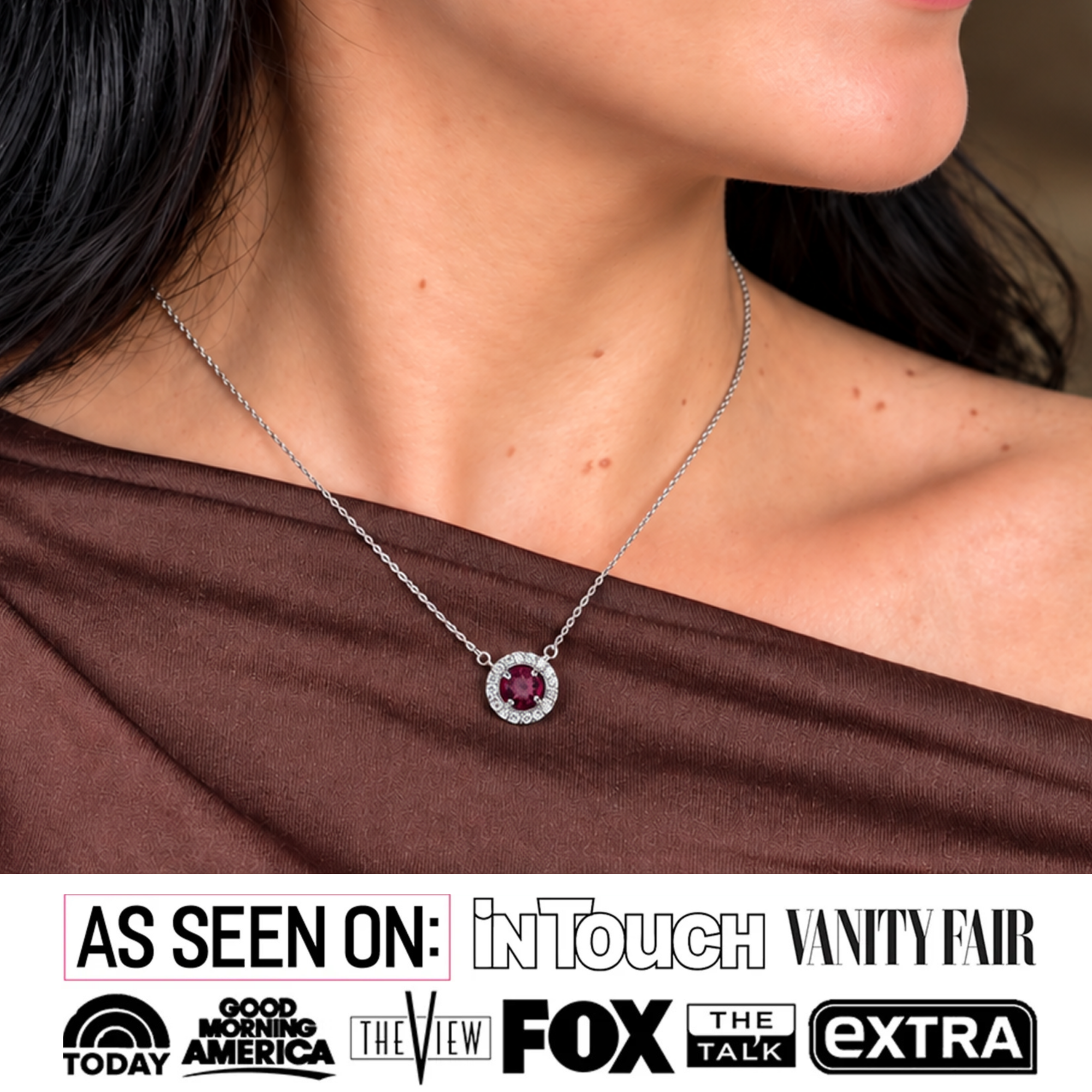 Royal Birthstone 18k White Gold Plated Halo Necklace with Round Cut Swarovski Crystals