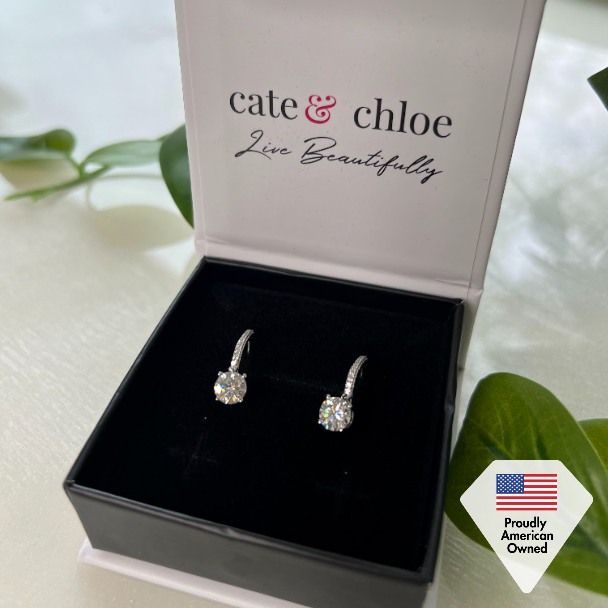 Moissanite by Cate & Chloe Finley 18k Gold Plated 925 Sterling Silver Dangle Earrings 2.13tcw