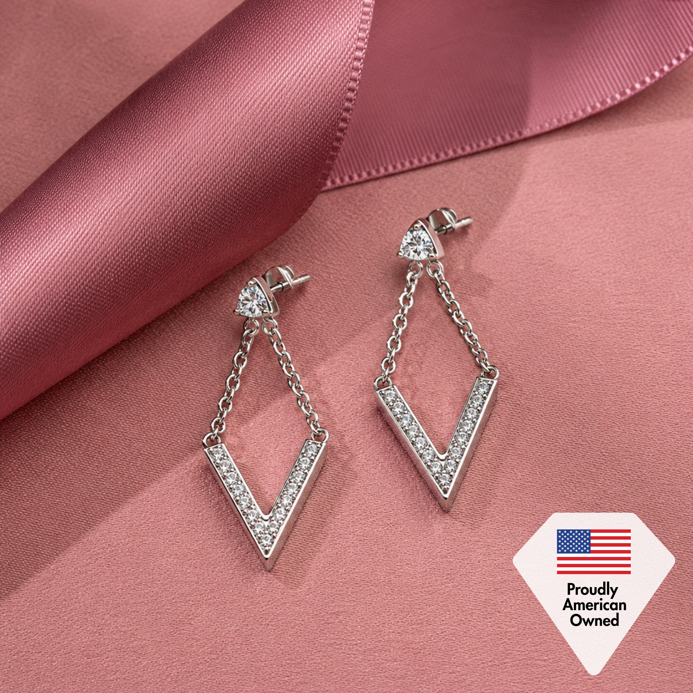 Francesca 18k White Gold Plated Dangle Earrings with Swarovski Crystals