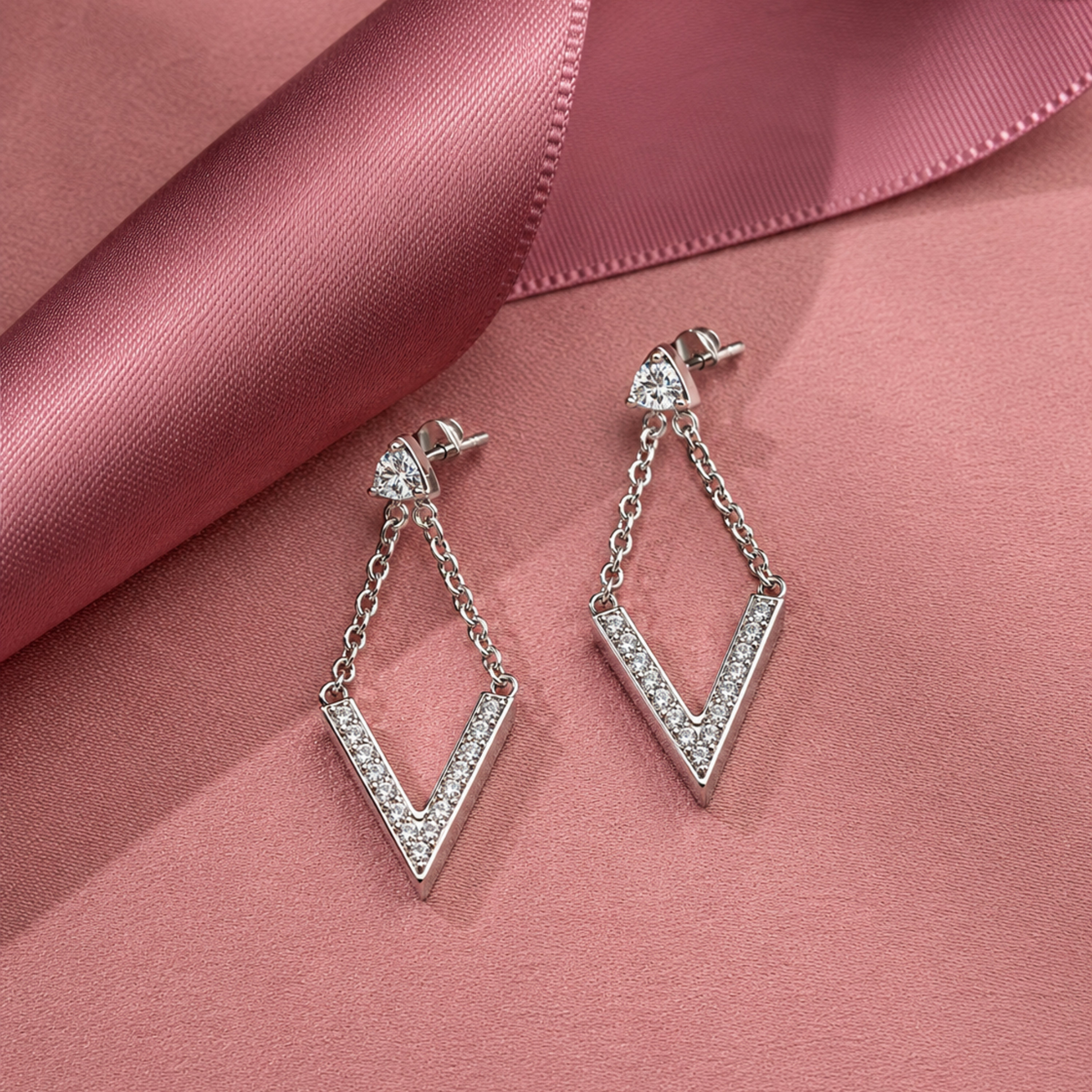 Francesca 18k White Gold Plated Dangle Earrings with Swarovski Crystals - FAB FAV