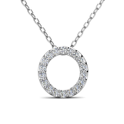 Ethereal Collection 18k White Gold Plated Initial Letter Pendant Necklace with Swarovski Crystals - O