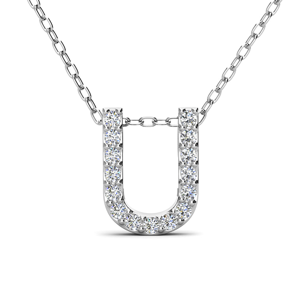Ethereal Collection 18k White Gold Plated Initial Letter Pendant Necklace with Swarovski Crystals
