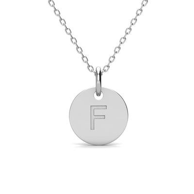 Summer Collection 18k White Gold Plated Engraved Initial Letter Pendant Necklace - F