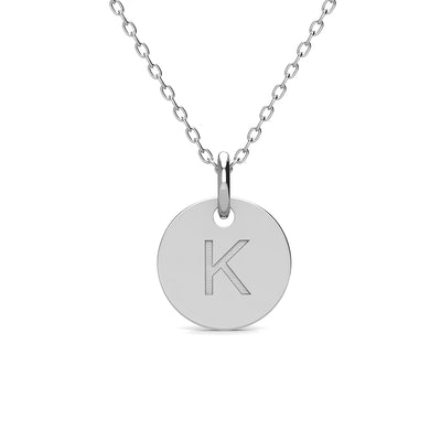 Summer Collection 18k White Gold Plated Engraved Initial Letter Pendant Necklace - K
