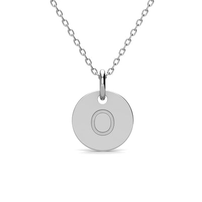 Summer Collection 18k White Gold Plated Engraved Initial Letter Pendant Necklace - O