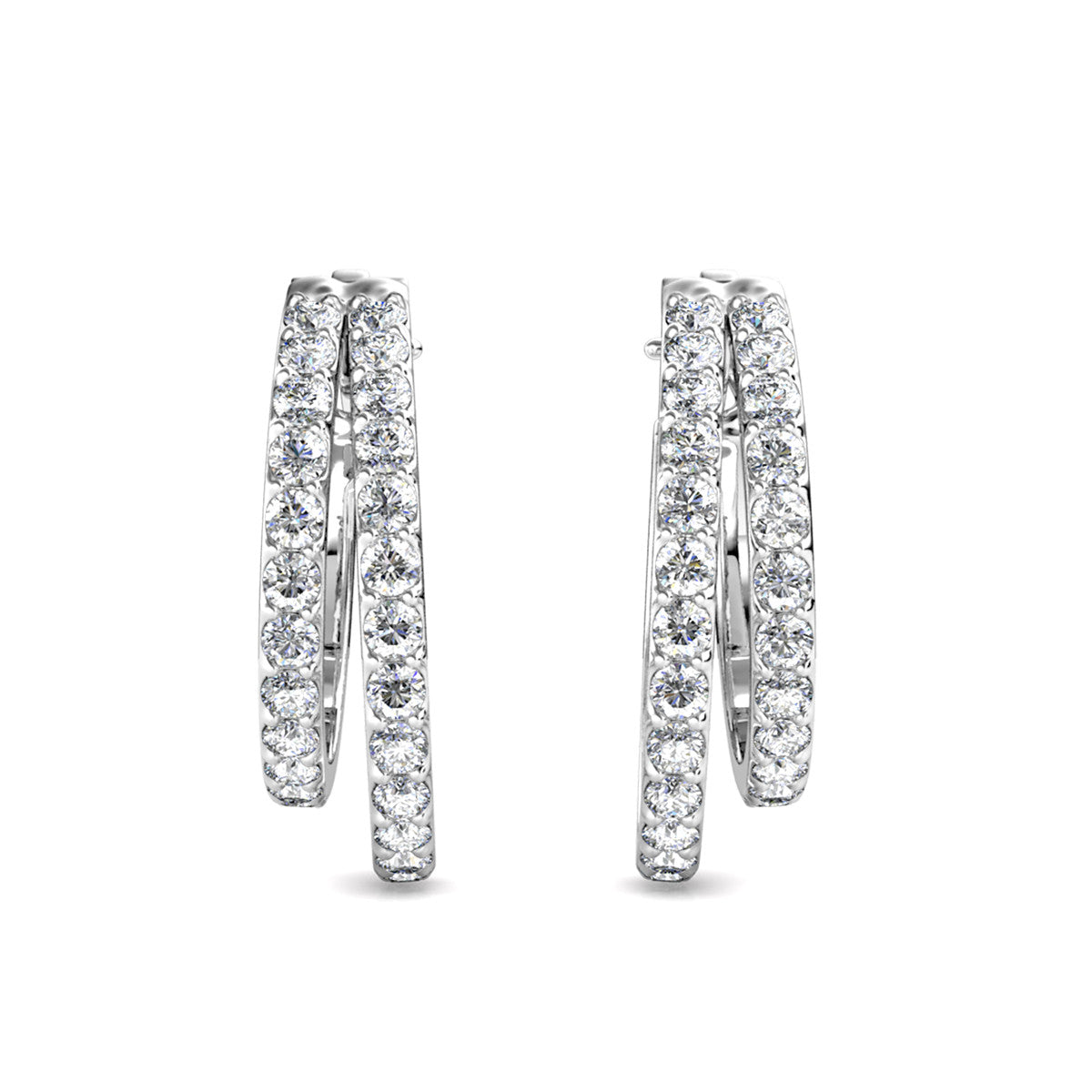 Corina 18k White Gold Plated 20mm Hoop Earrings with Swarovski Crystals