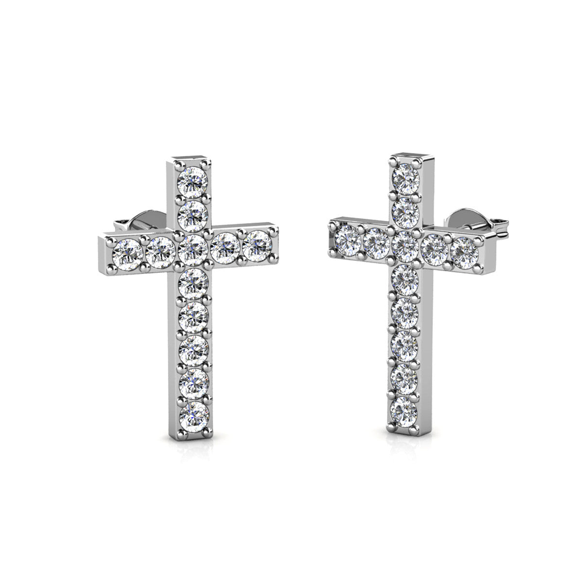 Nayeli 18k White Gold Plated Cross Stud Earrings & Blessed by Faith Tan Sand Card