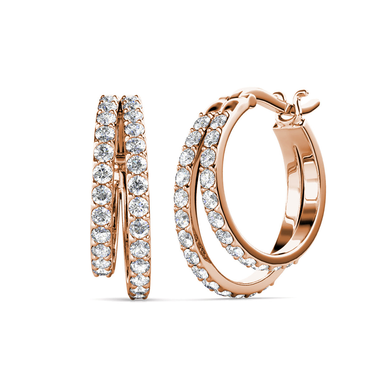 Corina 18k White Gold Plated 20mm Hoop Earrings with Swarovski Crystals (3 Pair Set)