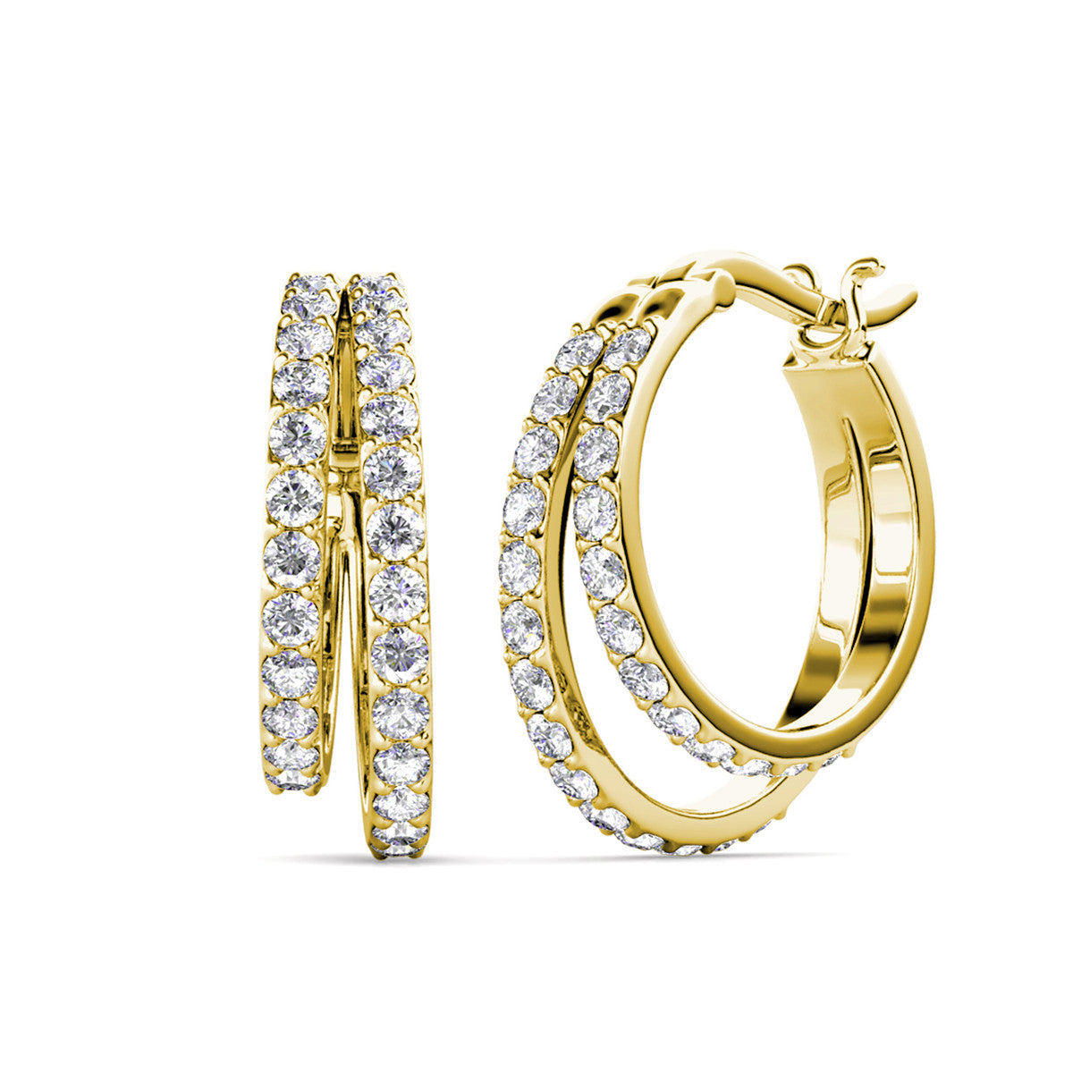 Corina 18k White Gold Plated 20mm Hoop Earrings with Swarovski Crystals (3 Pair Set)