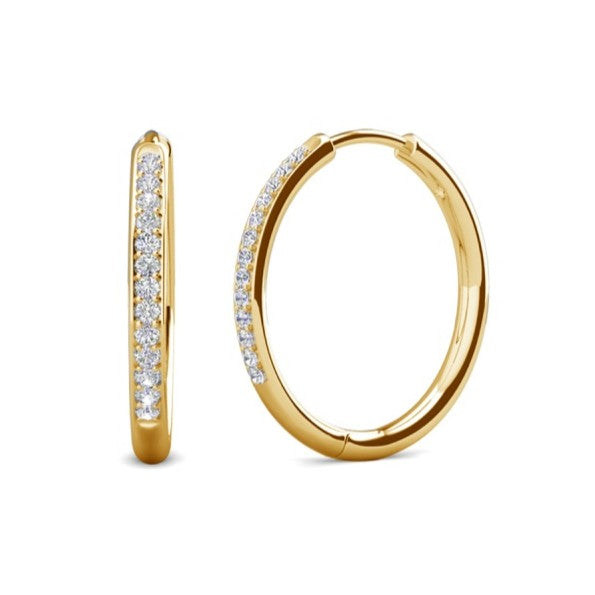 Bianca 18k White Gold Plated 25mm Silver Hoop Earrings with Swarovski Crystals