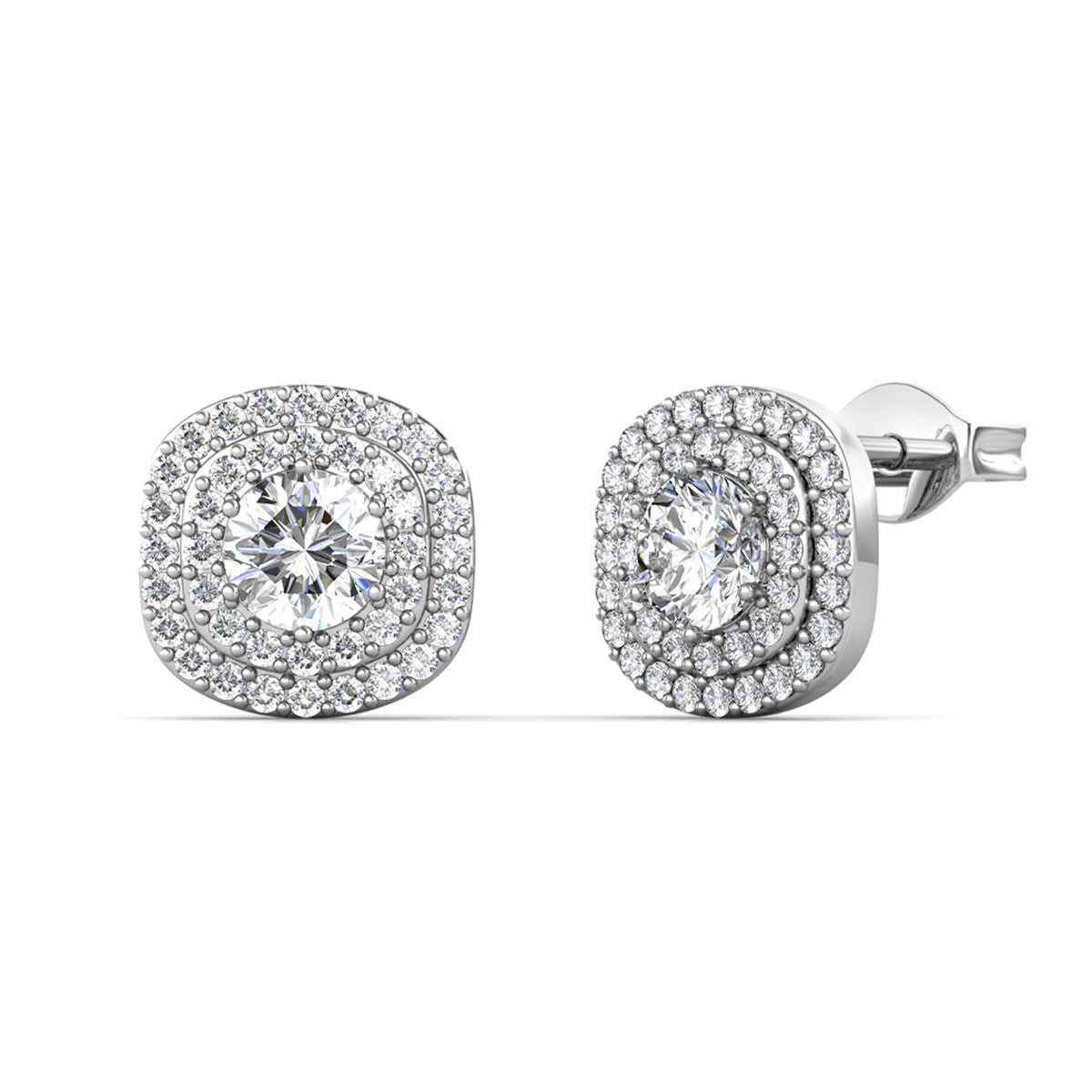 Moissanite by Cate & Chloe Lucy Sterling Silver Stud Earrings with Moissanite Crystals
