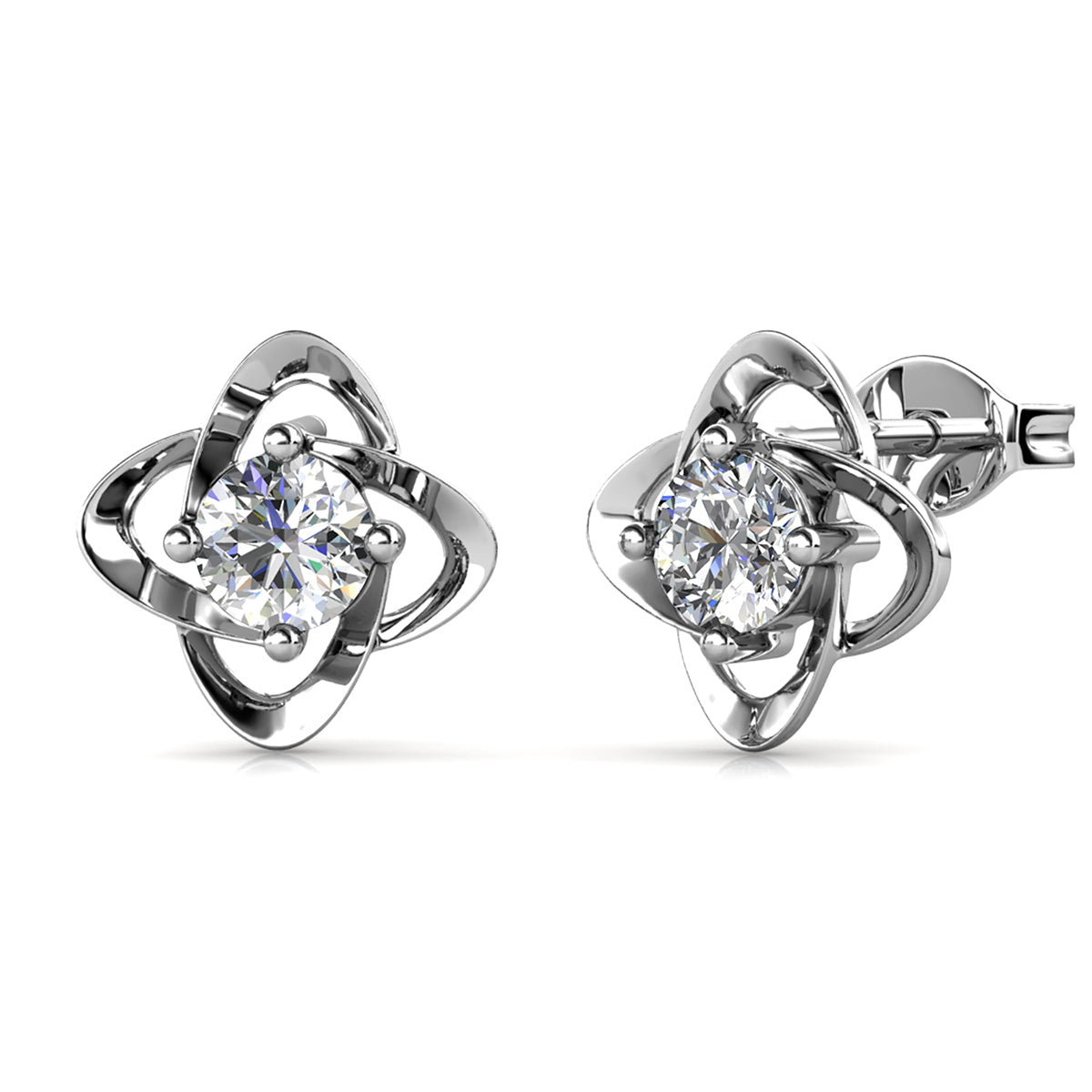 Infinity 18k White Gold Plated Birthstone Flower Earrings with Swarovski Crystals