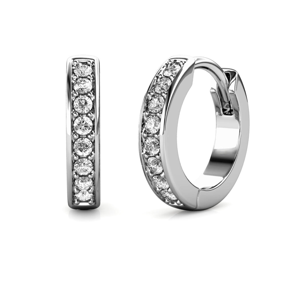 Skye 18k White Gold Plated 12mm Crystal Hoop Earrings with Swarovski Crystals