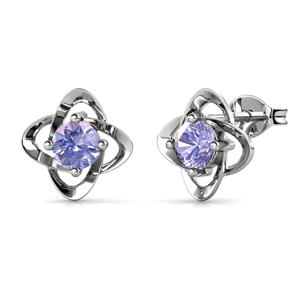 Infinity 18k White Gold Plated Birthstone Flower Earrings with Swarovski Crystals