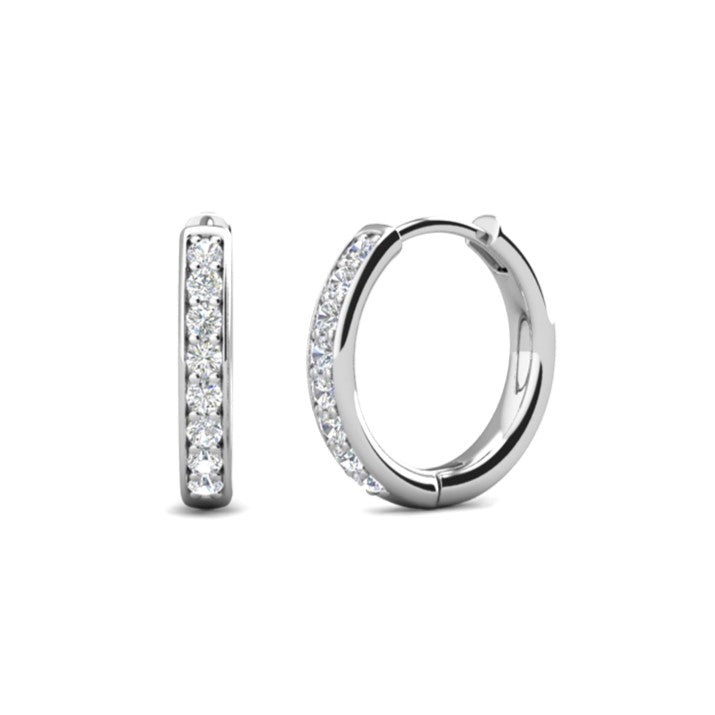 Leslie 18k White Gold Plated 14mm-40mm Hoop Earrings with Swarovski Crystals