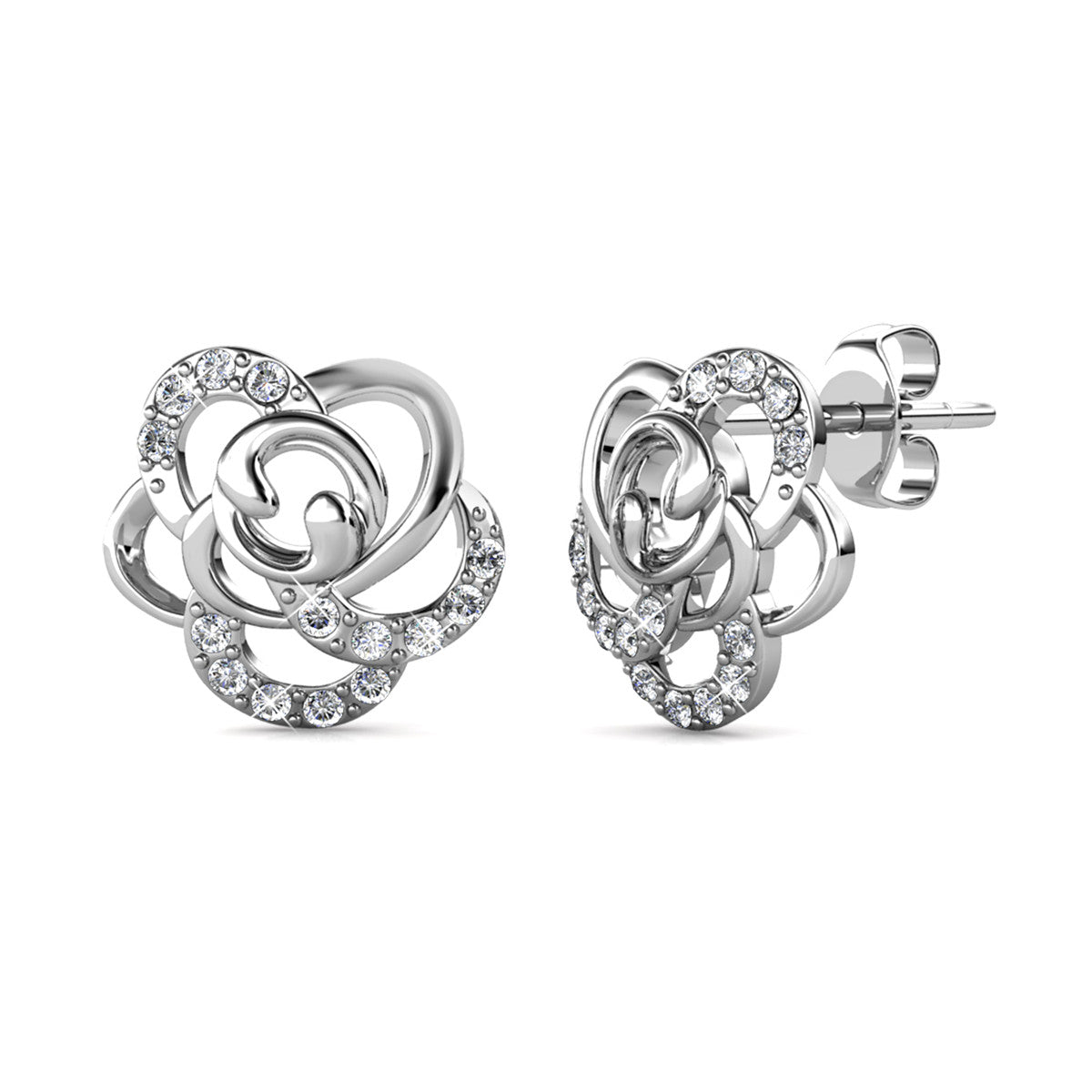 Briella 18k White Gold Plated Flower Stud Earrings & Kindness and Light Pink Paint Card