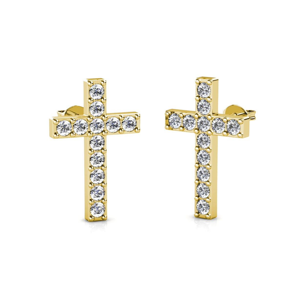 Nayeli 18k White Gold Plated Silver Cross Stud Earrings with Swarovski Crystals
