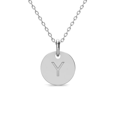 Summer Collection 18k White Gold Plated Engraved Initial Letter Pendant Necklace - Y