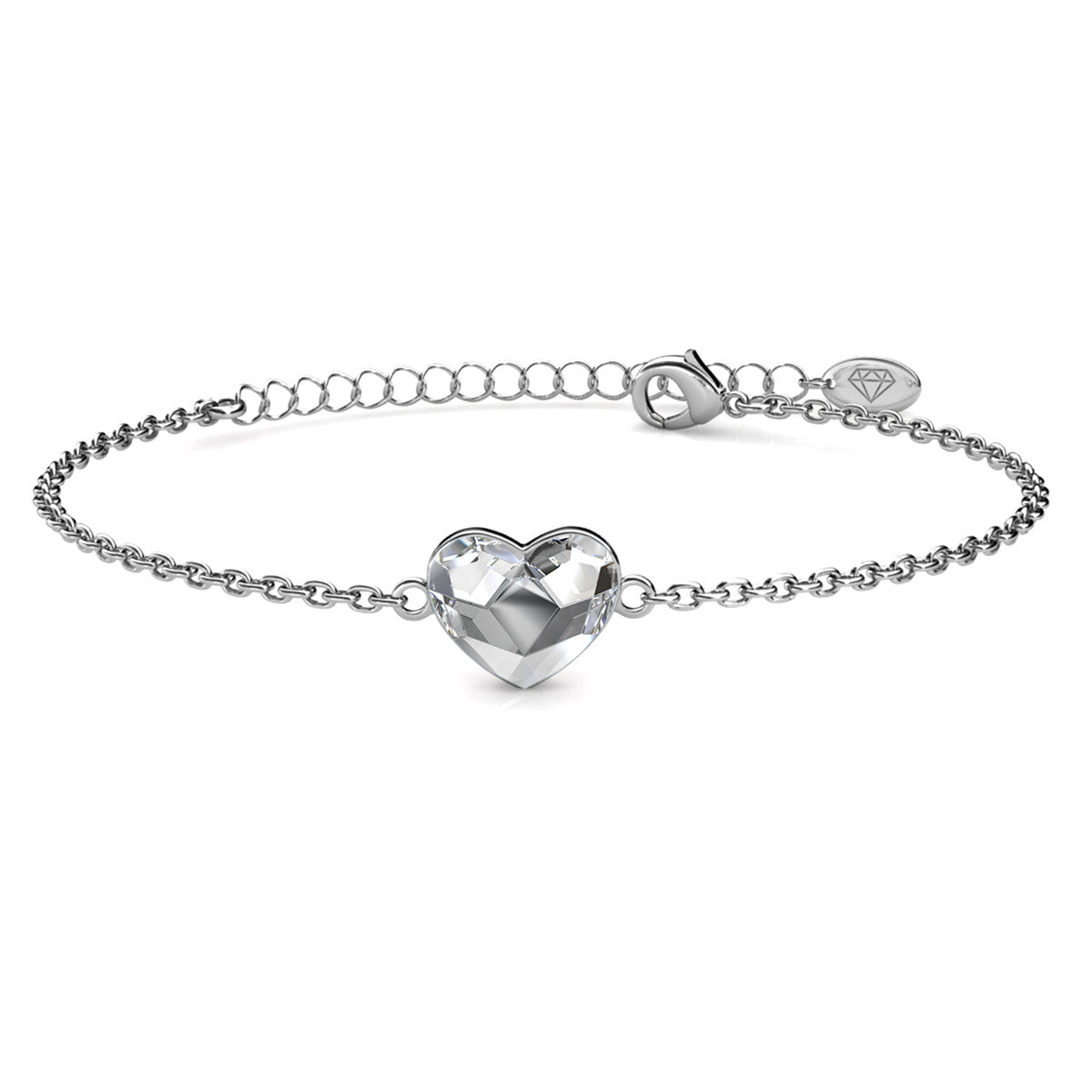 Violet 18k White Gold Plated Heart Bracelet with Swarovski Crystal