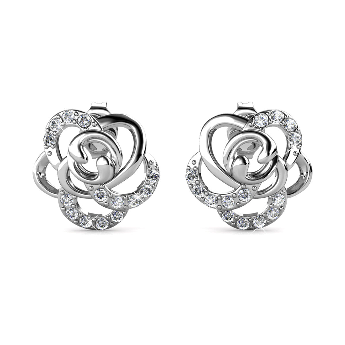 Briella 18k White Gold Plated Flower Stud Earrings & Kindness and Light Pink Paint Card
