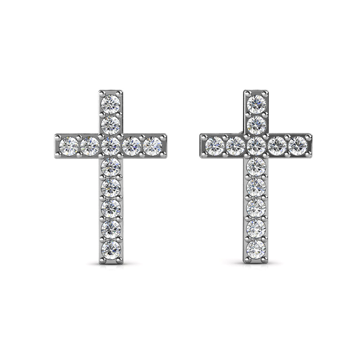 Nayeli 18k White Gold Plated Cross Stud Earrings & Blessed by Faith Tan Sand Card