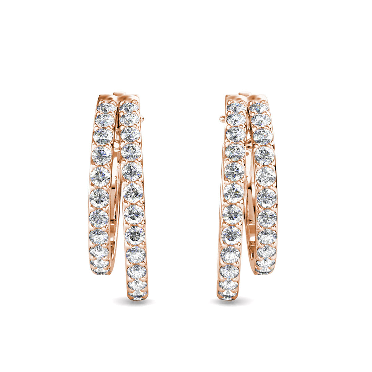 Corina 18k White Gold Plated 20mm Hoop Earrings with Swarovski Crystals (3 Pair Set)