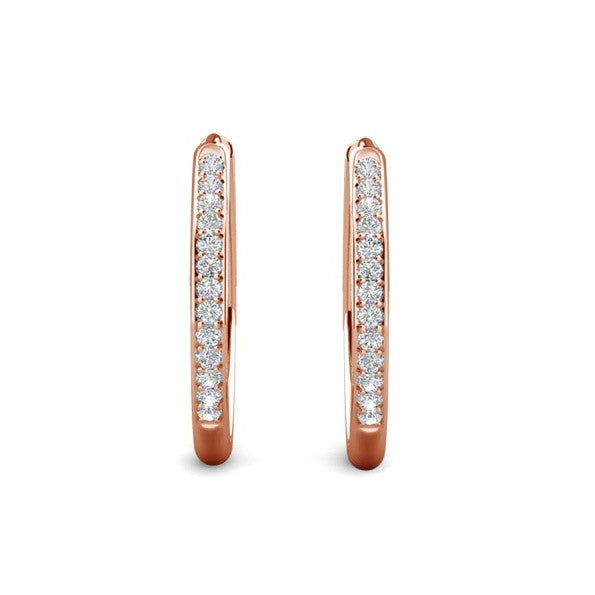Bianca 18k White Gold Plated 25mm Silver Hoop Earrings with Swarovski Crystals