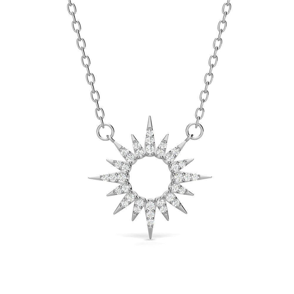 Evie 18k White Gold Plated Sun Pendant Necklace & Kindness and Light Green Bow Card