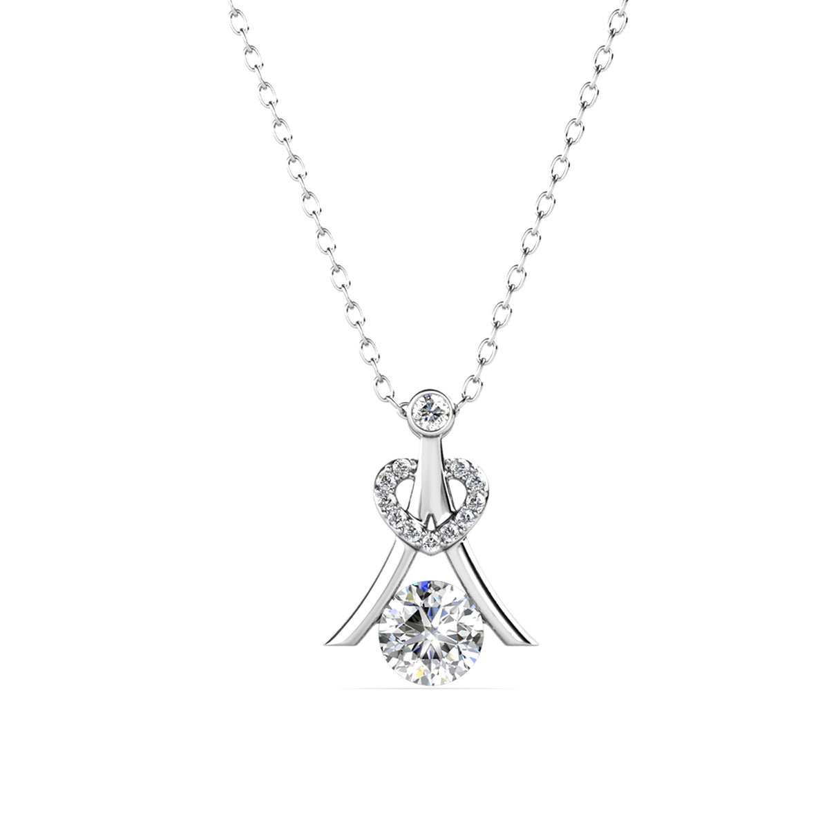 Serenity Birthstone Necklace 18k White Gold Plated with Round Cut Swarovski Crystals