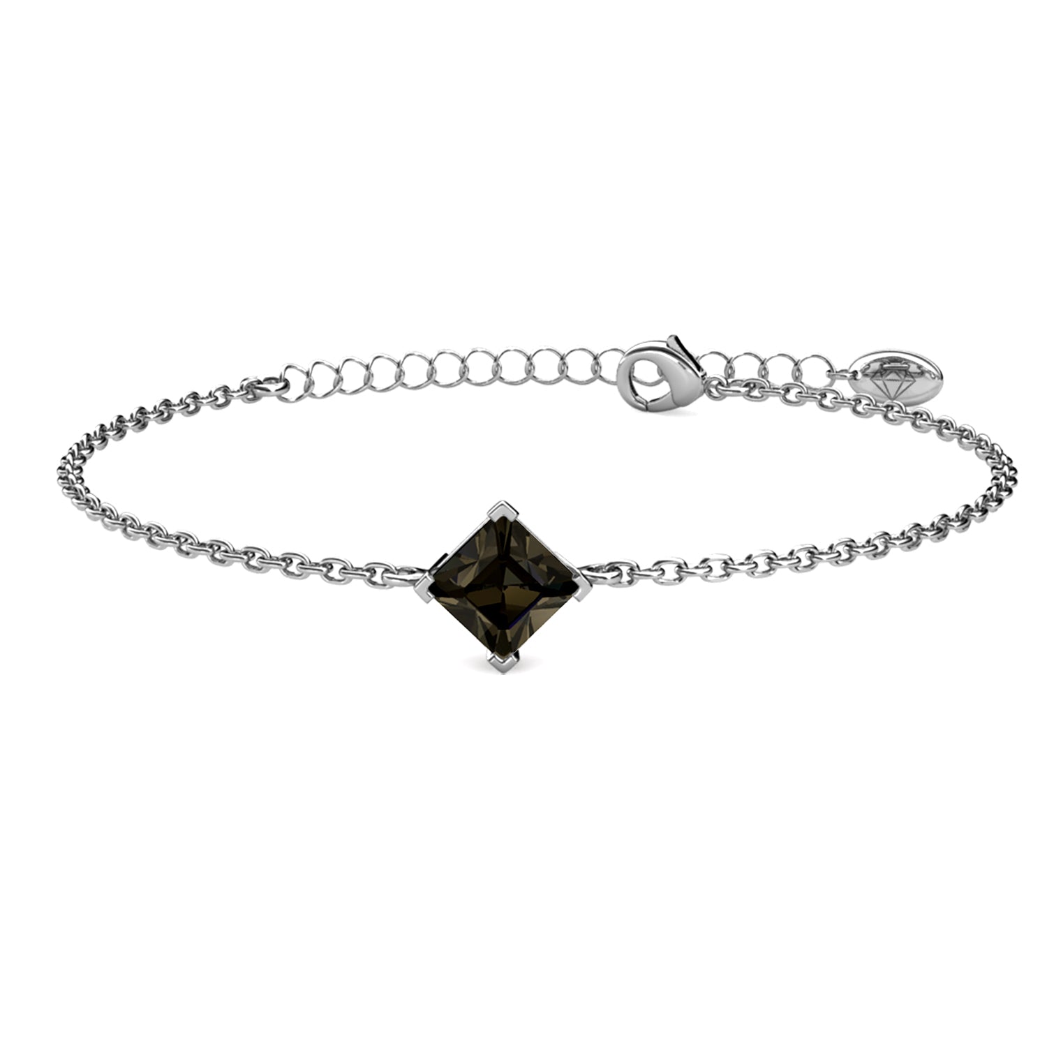 Samantha 18k White Gold Plated Bracelet with Black Crystal