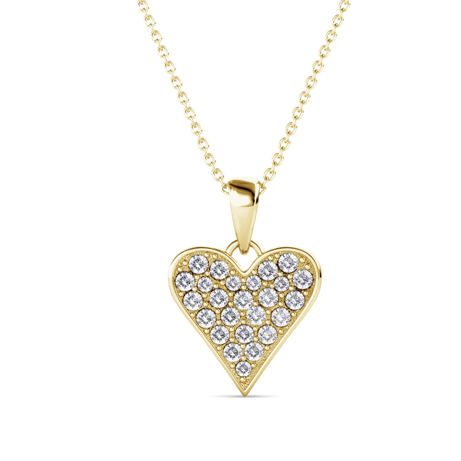 Cecilia 18k White Gold Heart Necklace and Stud Earrings Jewelry Set with Crystals
