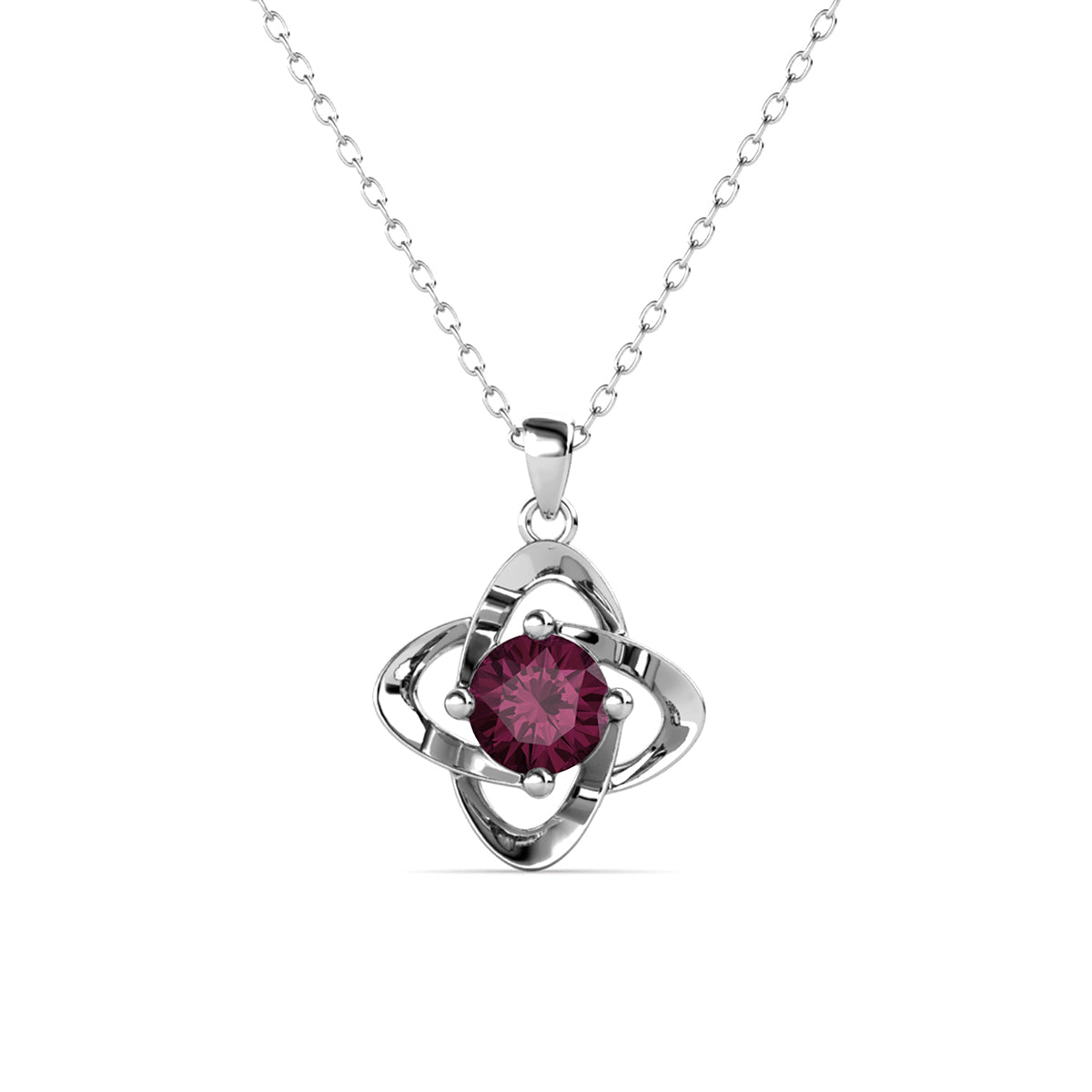 Infinity 18k White Gold Plated Birthstone Flower Necklace with Swarovski Crystal