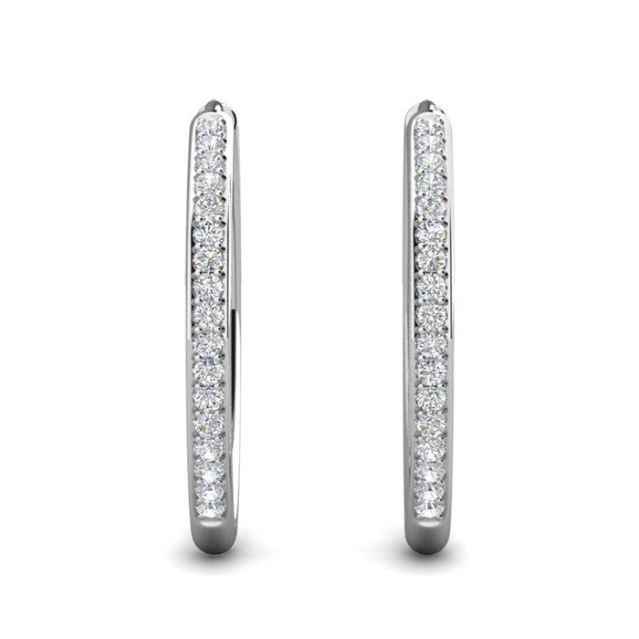 Bianca 18k White Gold Plated 25mm Silver Hoop Earrings with Swarovski Crystals