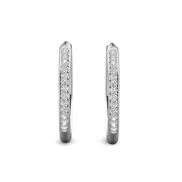 Bianca 18k White Gold Plated 25mm Silver Hoop Earrings with Swarovski Crystals