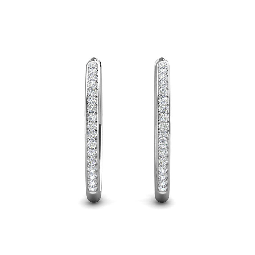 Leslie 18k White Gold Plated 14mm-40mm Hoop Earrings with Swarovski Crystals