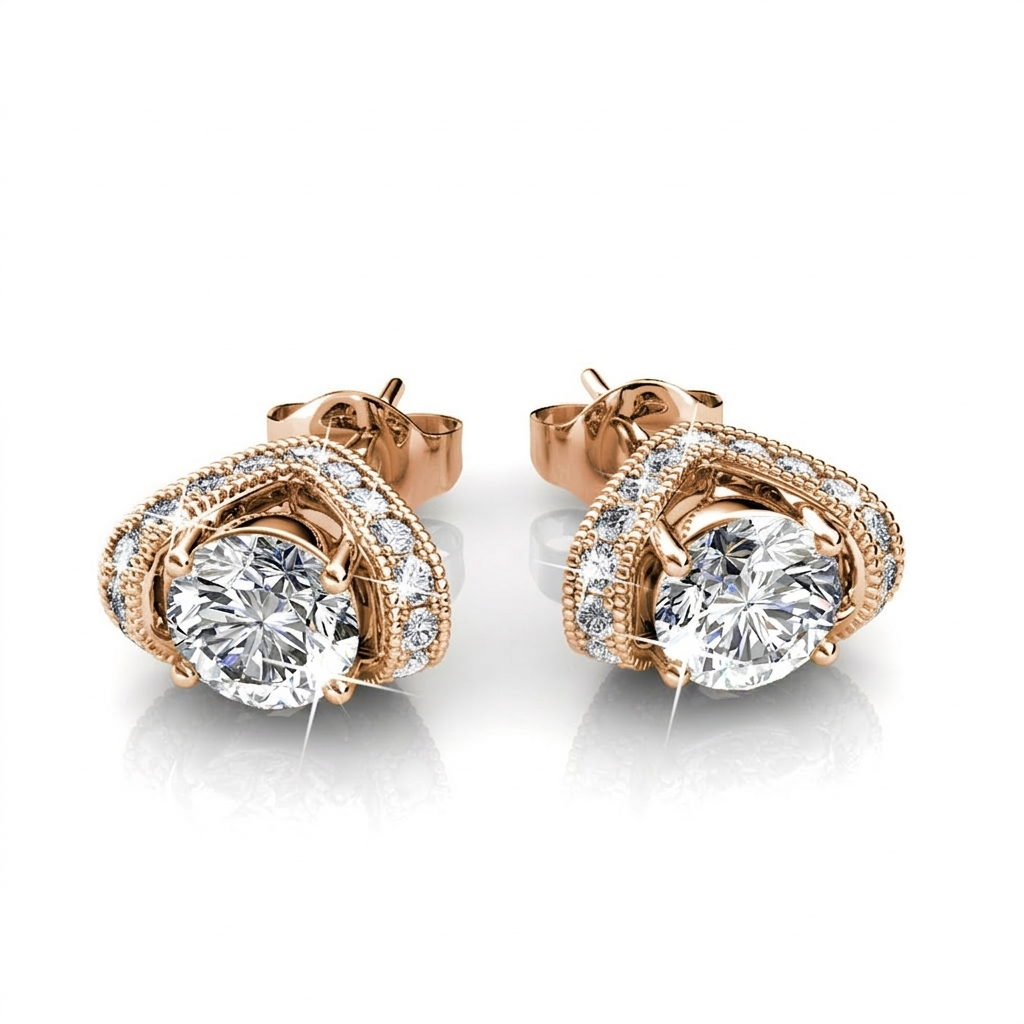 Astrid 18k White Gold Plated Stud Earrings with Swarovski Crystal — Final Sale