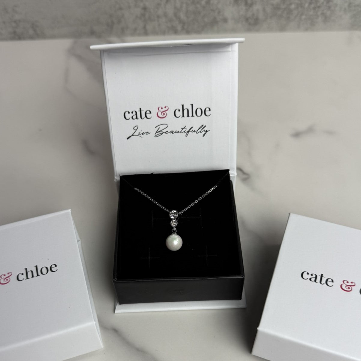 Genevieve 18k White Gold Plated Pearl Pendant Necklace with Swarovski Crystals