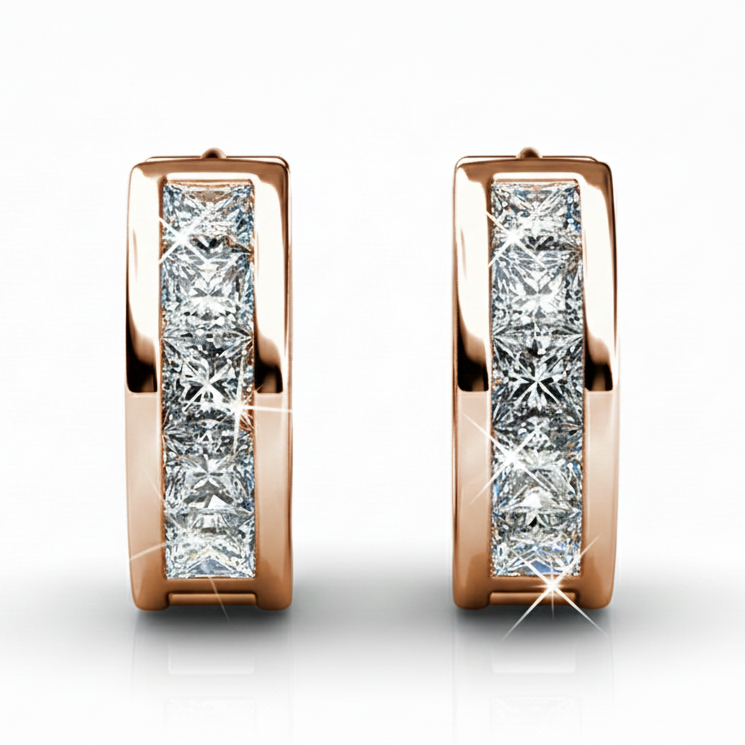 Giselle 18k Gold Plated 15mm Hoop Crystal Earrings with Swarovski Crystal (3 Pair Set)