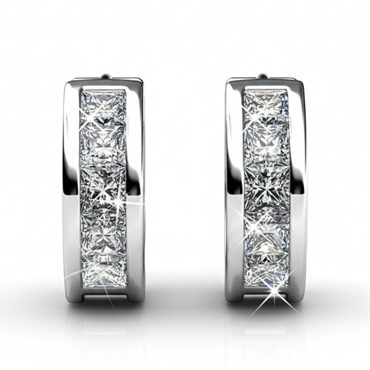 Giselle 18k Gold Plated 15mm Hoop Crystal Earrings with Swarovski Crystal (3 Pair Set)