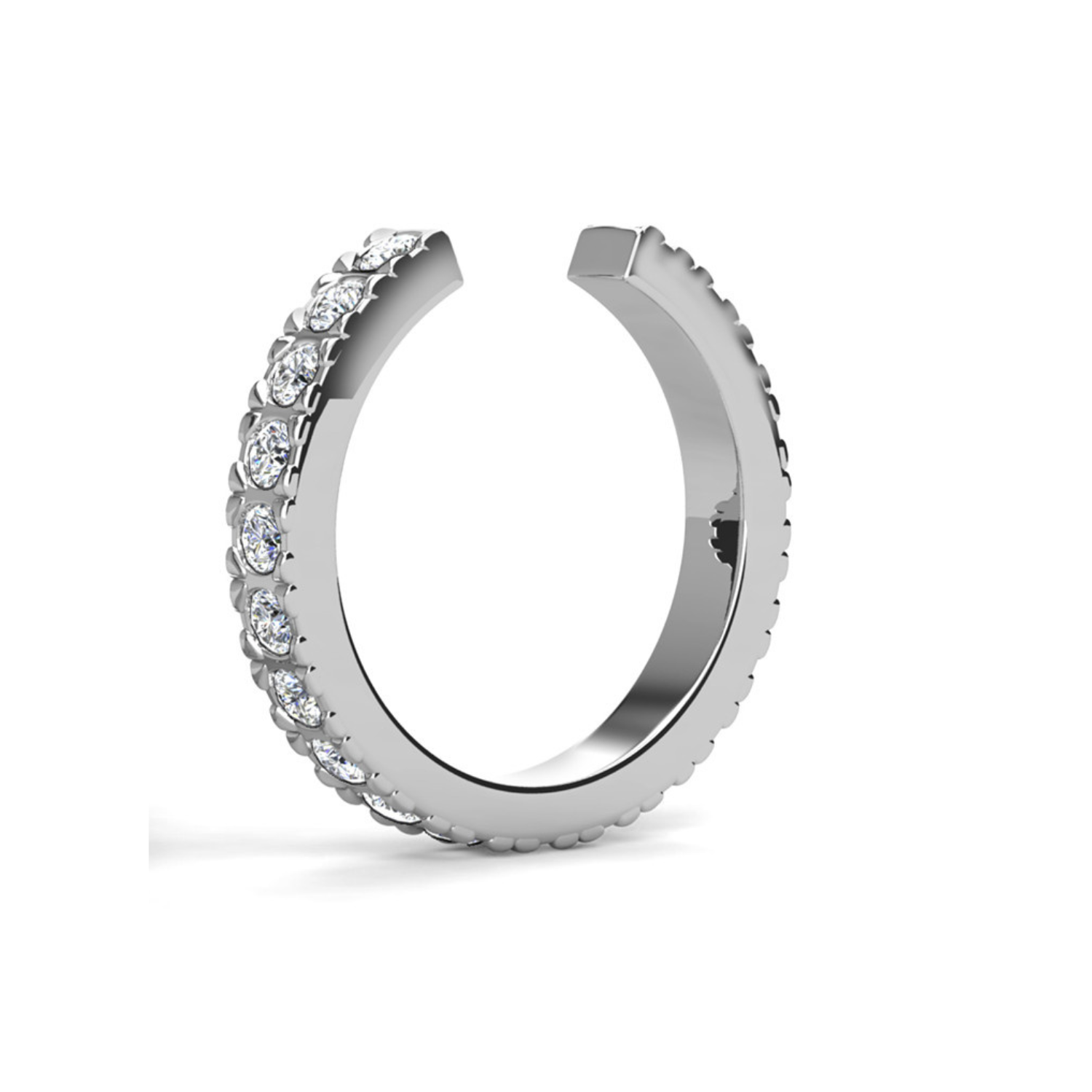 Pack of 2 - Sasha and Gloria 18k White Gold Plated 10mm Hoop Ear Cuffs with Swarovski Crystals