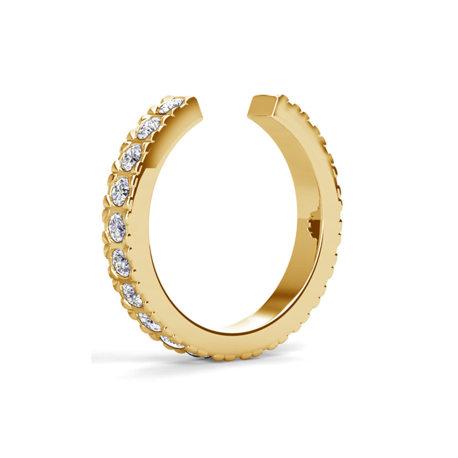 Pack of 2 - Sasha and Gloria 18k White Gold Plated 10mm Hoop Ear Cuffs with Swarovski Crystals
