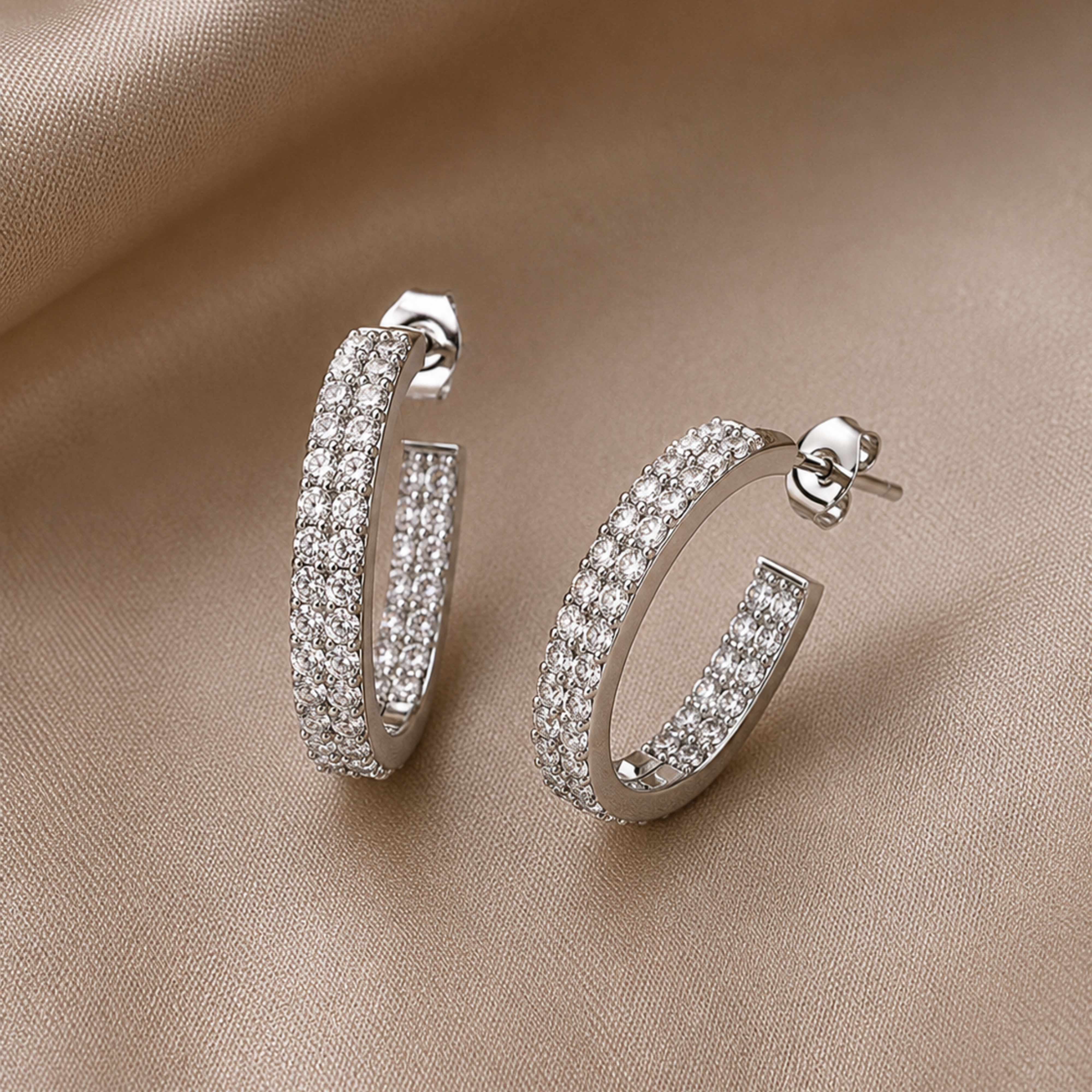 Grace 18k 白金镀金圆形耳环