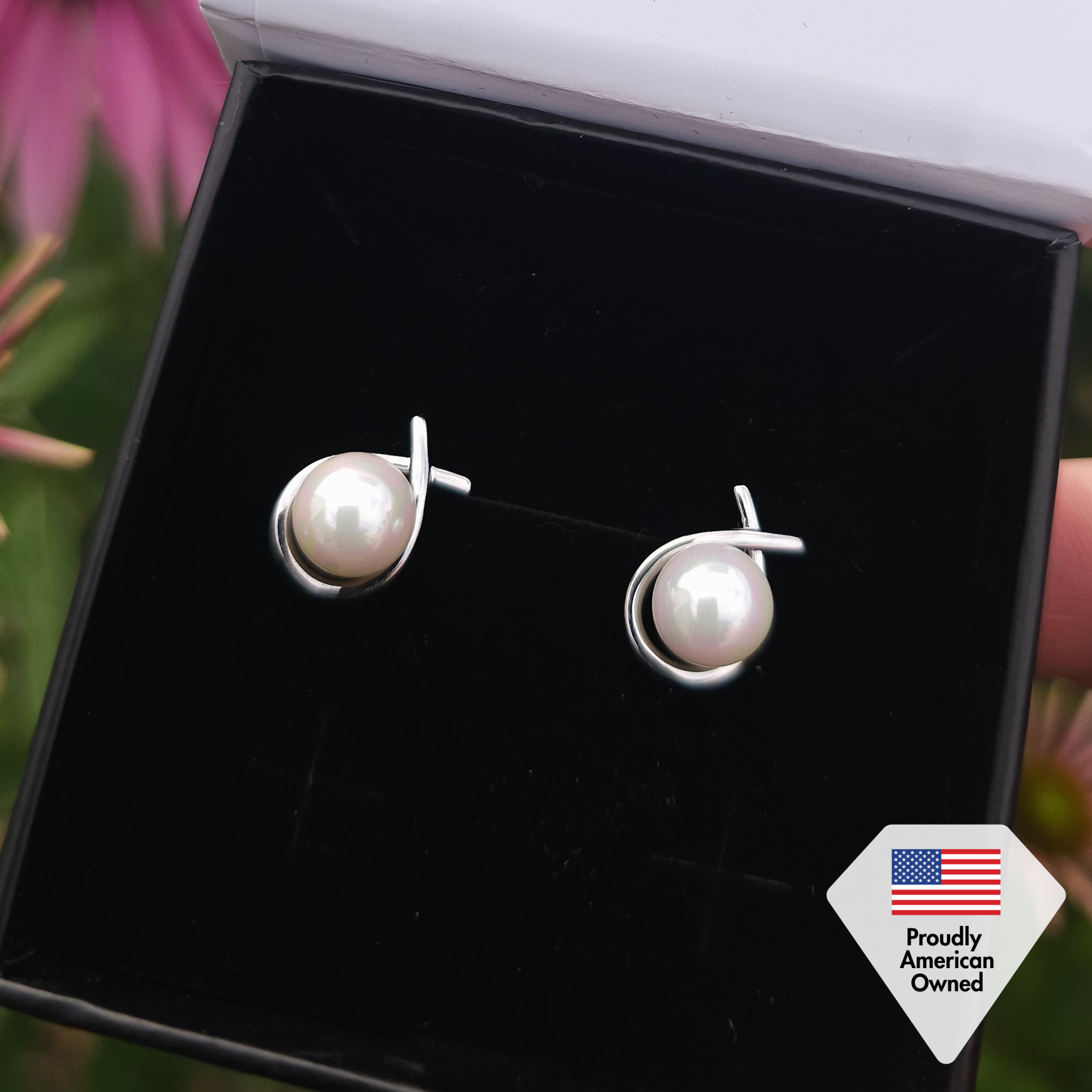 Greta 18k White Gold Plated Tear drop Pearl Stud Earrings