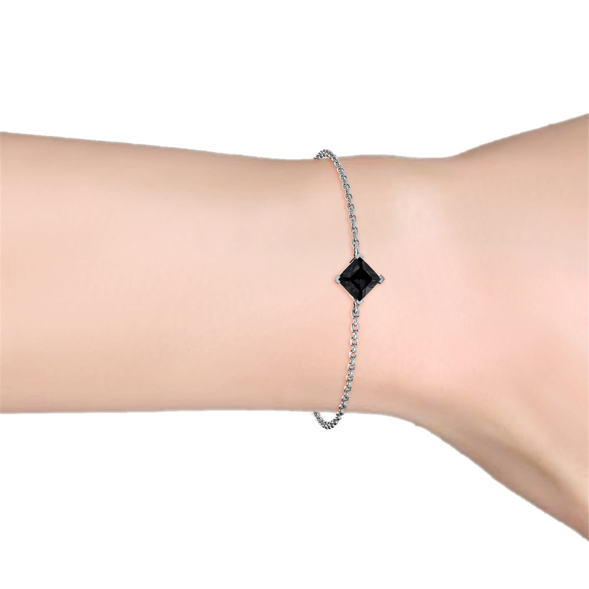 Samantha 18k White Gold Plated Bracelet with Black Crystal