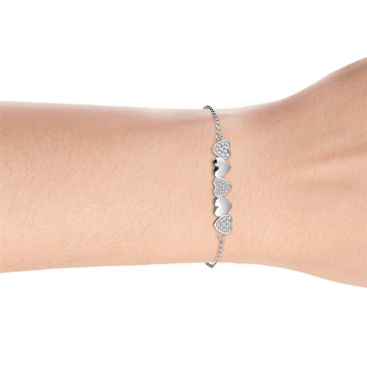 Juliette 18k White Gold Plated Heart Bracelet with Swarovski Crystal