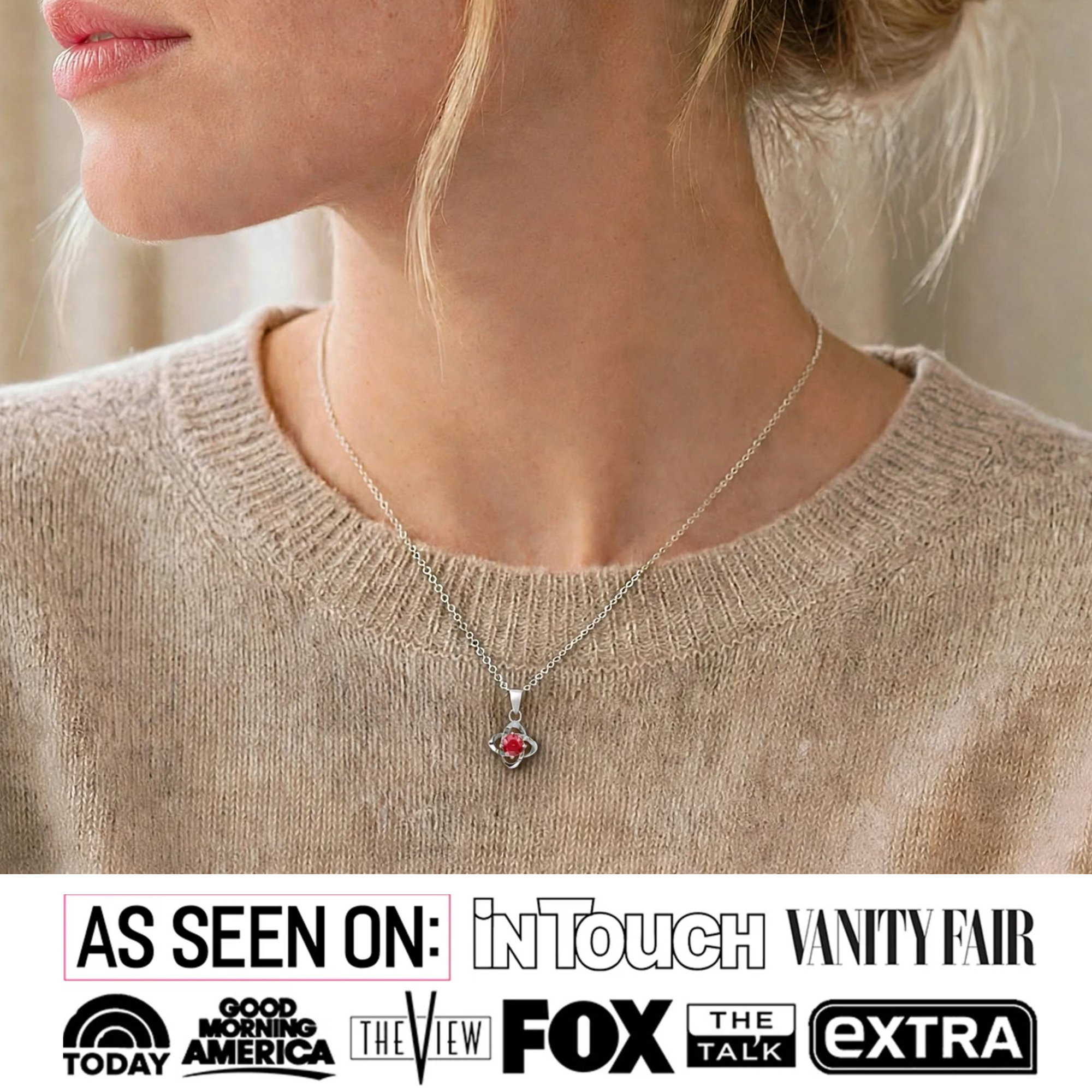 Collar infinito de flores con piedra natal chapada en oro blanco de 18 k y cristales de diamantes de imitación