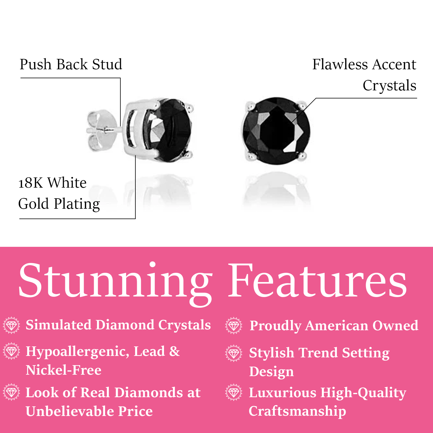 Dina Sterling Silver Stud Earrings with Genuine Gemstone