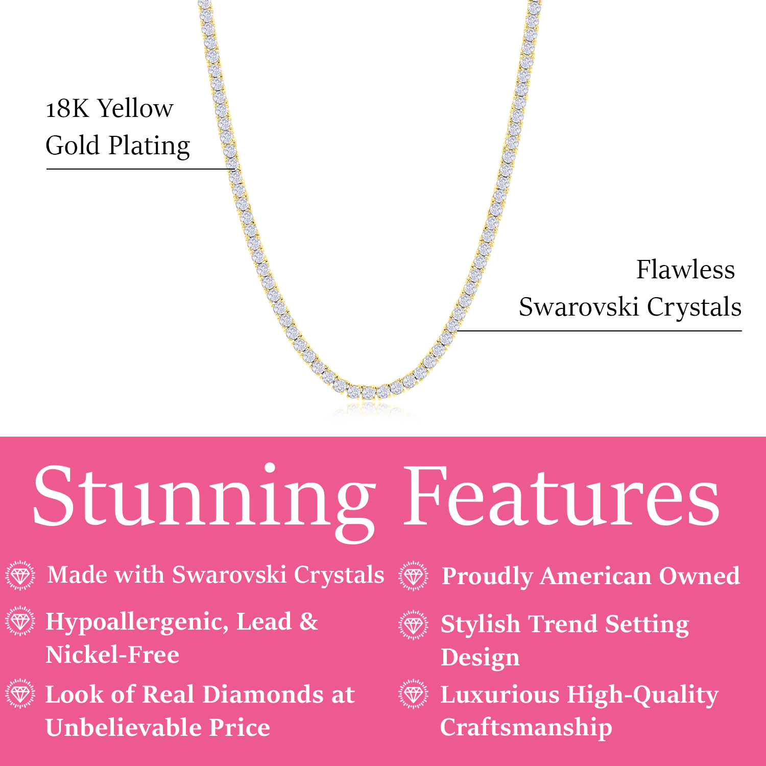 Olivia 18k White Gold Plated Necklace with Simulated Diamond Crystals