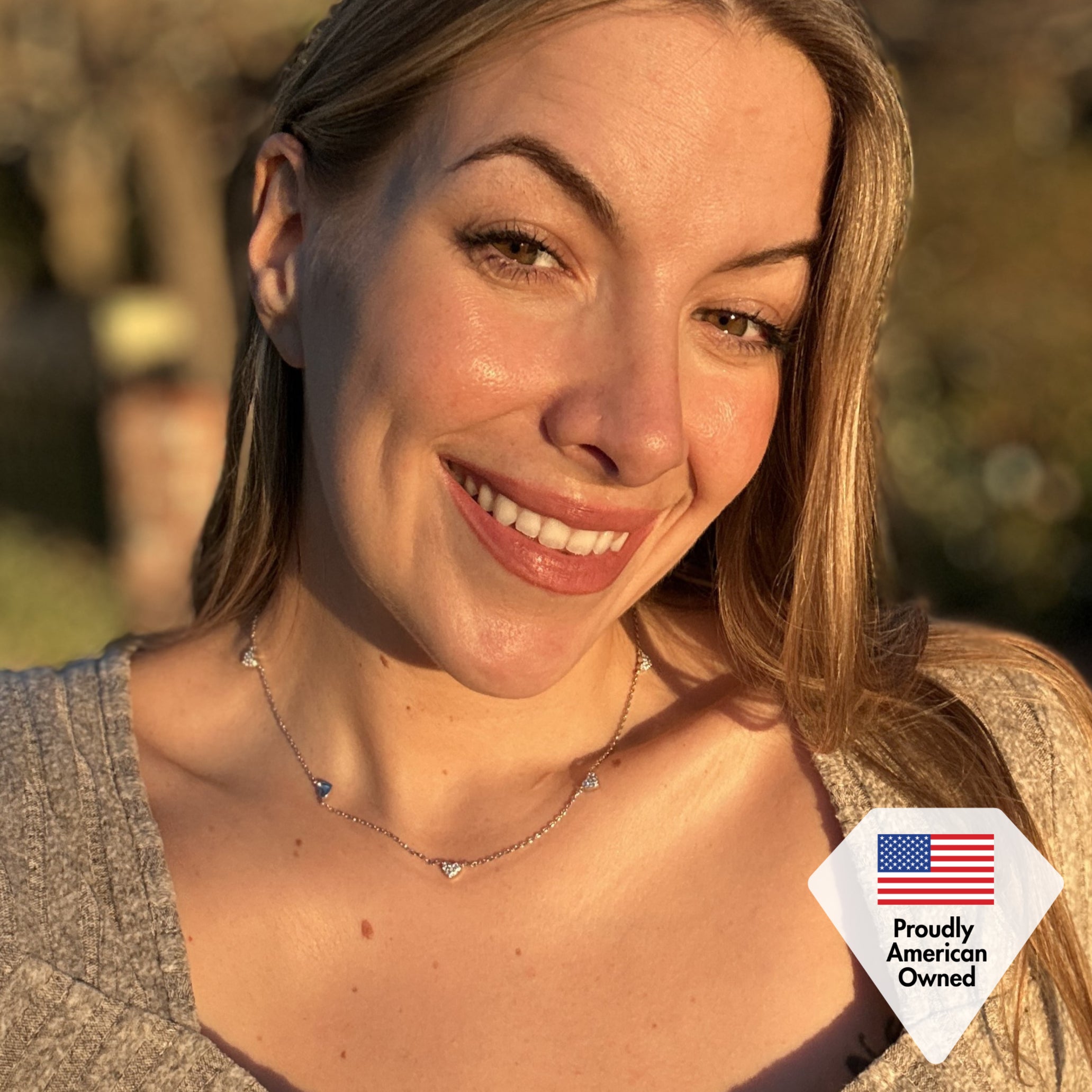 Irene 18k White Gold Plated Heart Station Necklace with Swarovski Crystals