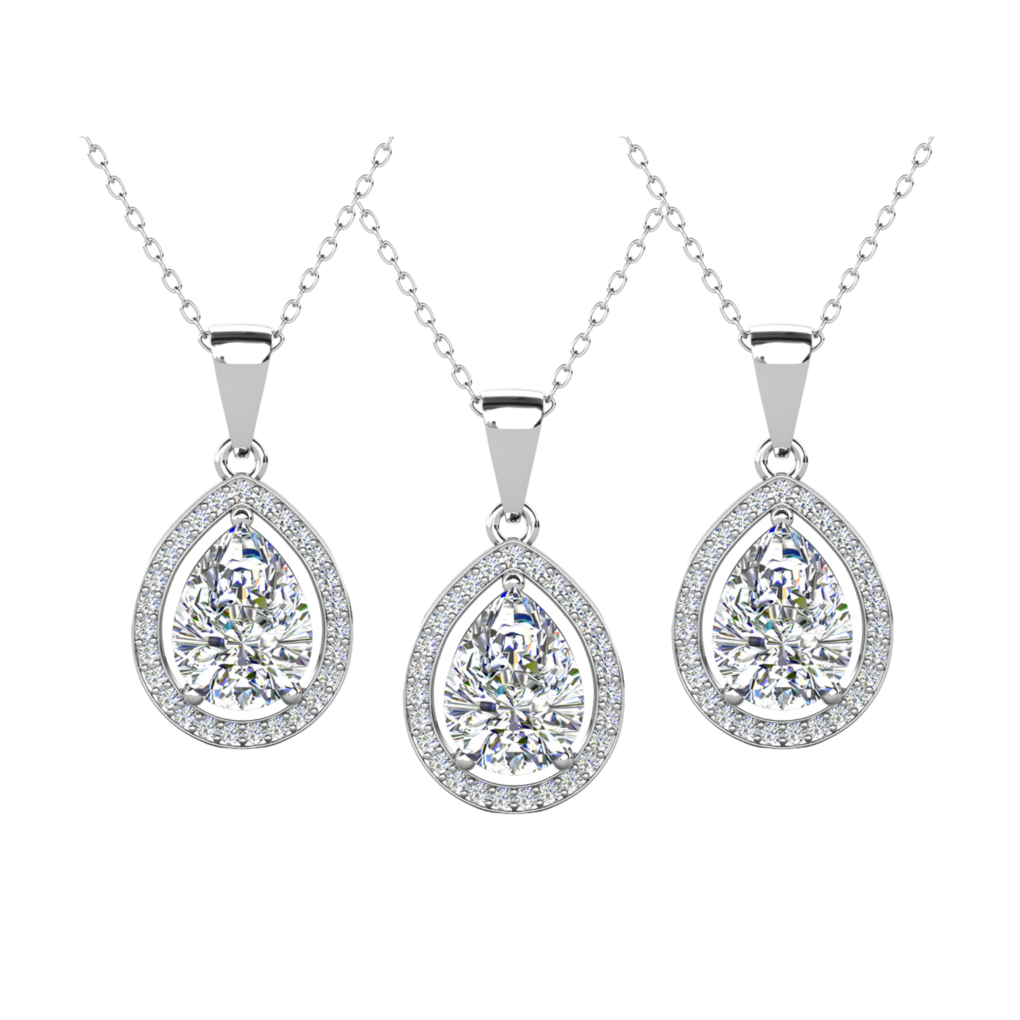 Pack of 3 - Isabel 18k Gold Plated Teardrop Pendant Necklace with Simulated Diamond Crystals